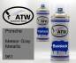 Preview: Porsche, Meteor Gray Metallic, 961: 400ml Sprühdose + 400ml Klarlack - Set, von ATW Autoteile West.